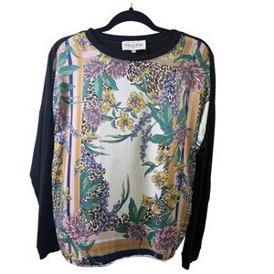 Hale Bob Women's Long Sleeve Floral Top - Black and Multicolor
